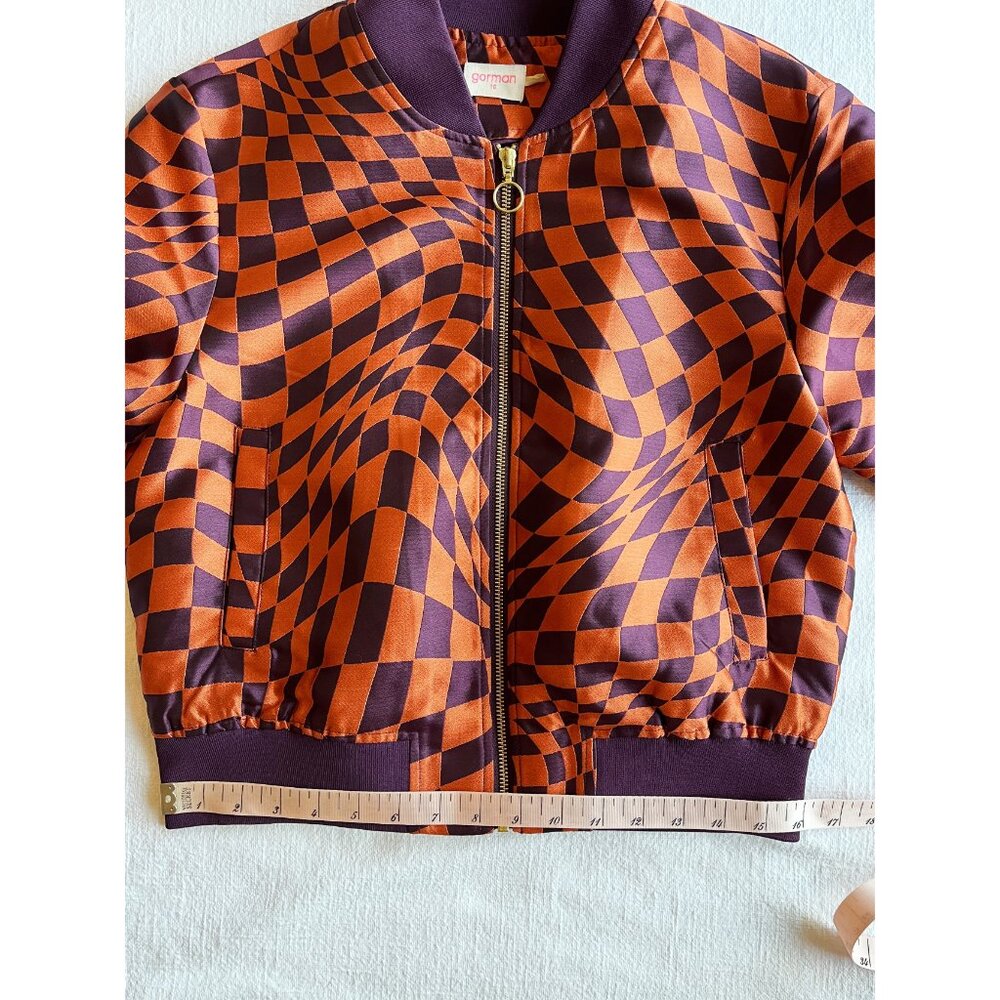 Gorman Bomber Jacket in Orange & Purple Jacquard, Size 6, Like New - Picture 5 of 16